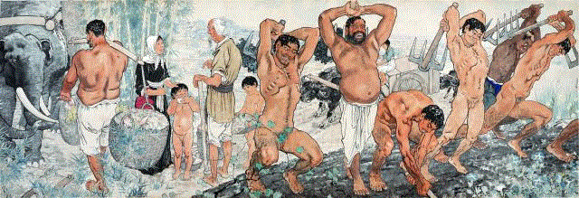 两个版本的《愚公移山》首次并列展出 | 悲鸿生命——徐悲鸿艺术大展,愚公移山,悲鸿生命,徐悲鸿艺术大展,版本,徐悲鸿,印度,中央美术学院,徐悲鸿纪念馆,国画,厨师