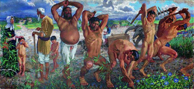 两个版本的《愚公移山》首次并列展出 | 悲鸿生命——徐悲鸿艺术大展,愚公移山,悲鸿生命,徐悲鸿艺术大展,版本,徐悲鸿,印度,中央美术学院,徐悲鸿纪念馆,国画,厨师