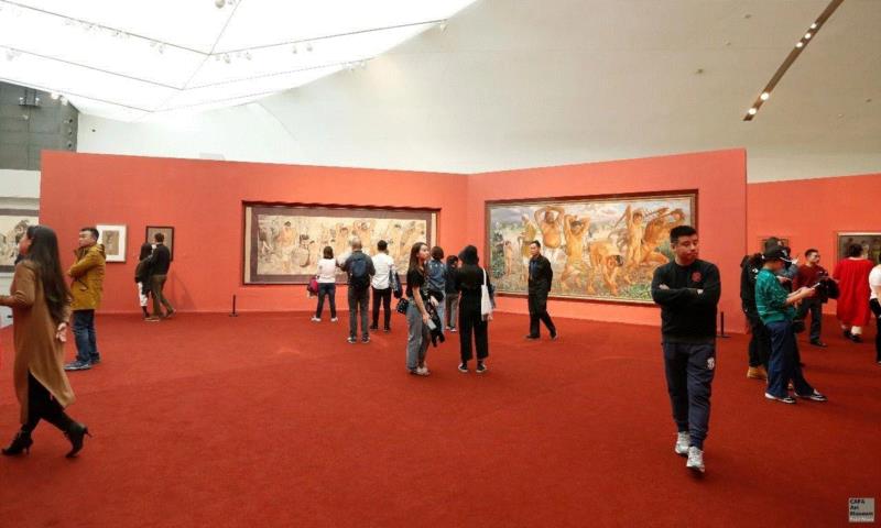 展览现场,两个版本的《愚公移山》首次并列展出 | 悲鸿生命——徐悲鸿艺术大展,愚公移山,悲鸿生命,徐悲鸿艺术大展,版本,徐悲鸿,印度,中央美术学院,徐悲鸿纪念馆,国画,厨师