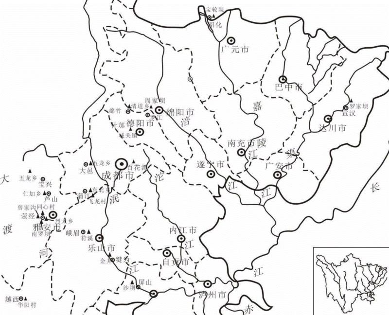 ◎ 图3  出土巴蜀印章分布图,艺丛专题丨个性光鲜的巴蜀图符印,巴蜀,印章,战国,四川,考古,符印文,符号,香炉,汉字,墓葬