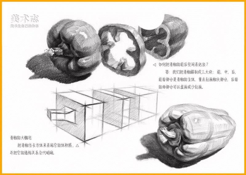 【素描水果教学】常见水果的作画步骤及结构剖析！,素描,步骤,苹果,形体,梨子,明暗交界线,交界,西红柿,蔬菜,球体