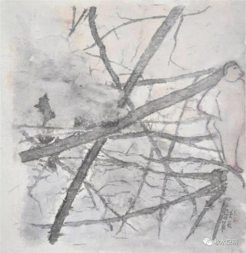 立 44×41cm 纸本设色