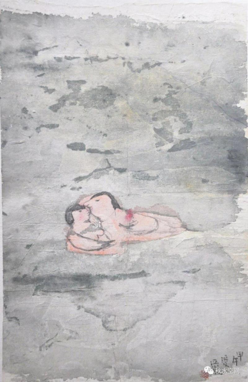 涉水系列一 37x23.5cm 纸本设色 2014,赵爱华 | 理想国的主人,赵爱华,主人,Exhibition,水墨,Museum,邀请展,绘画,China,Artists,Liu