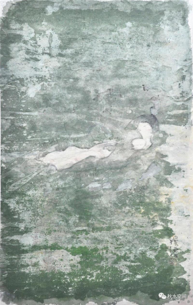 涉水系列五 37x23.5cm 纸本设色 2014,赵爱华 | 理想国的主人,赵爱华,主人,Exhibition,水墨,Museum,邀请展,绘画,China,Artists,Liu
