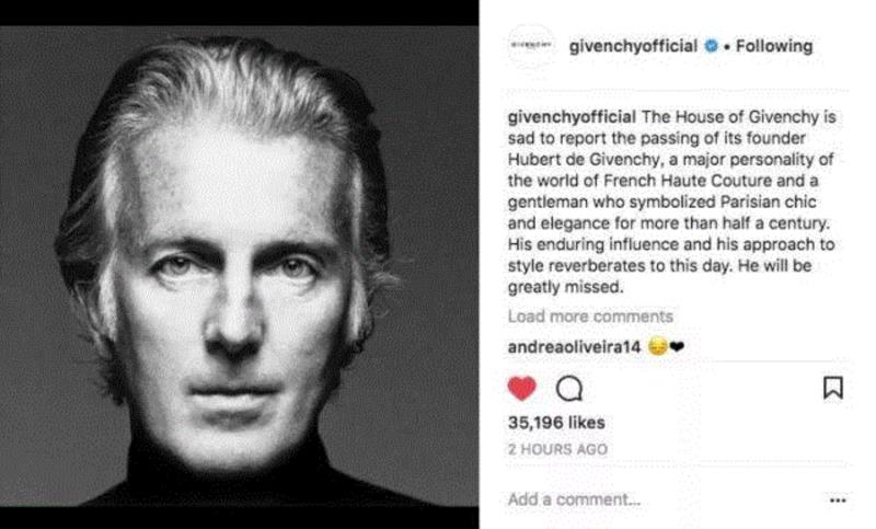 纪梵希创始人去世：永别了，赫本此生最爱的男人,纪梵希,赫本,永别了,服装,时尚,电影,奥黛丽,Givenchy,衣服,时装