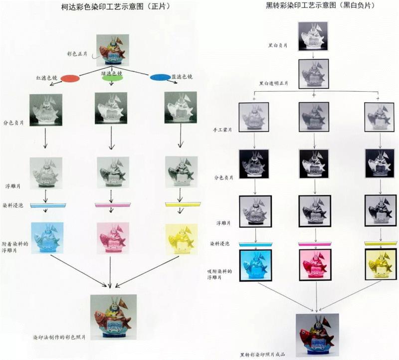 左：示意图1,色彩的政治：艰难的新华染印法,染印法,新华,政治,摄影,试验,彩色照片,工艺,密度,新华社,黑白照片