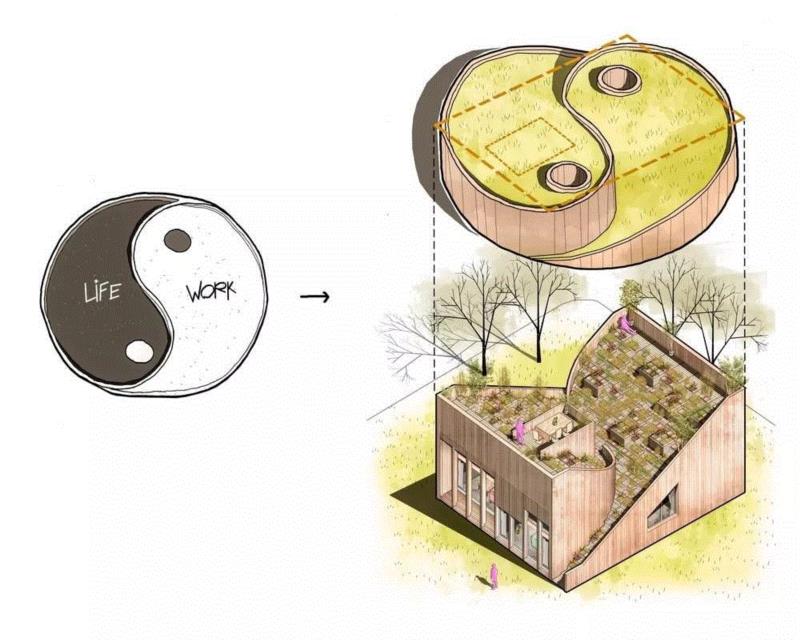 图片来自 Penda Austria,Penda 打造‘阴阳住宅’，以自给自足建筑模式推进可持续的发展,建筑,住宅,Penda,阴阳,Austria,建筑事务所,植物,Precht,建筑师,业主