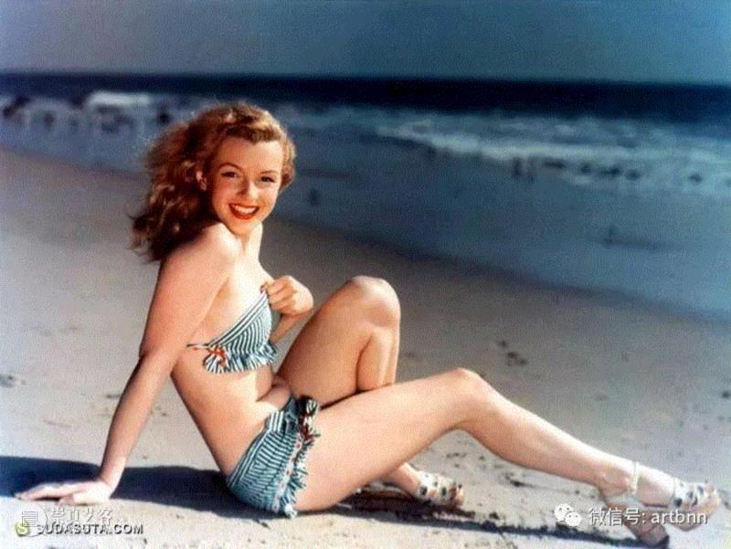 【老视觉】成名前的玛丽莲·梦露,成名,玛丽莲·梦露,梦露,演员,香蕉,玛丽莲,金色,卷发,红色,口红