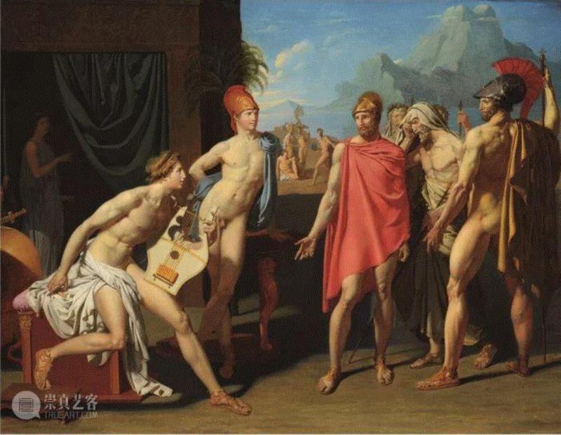 ▲&nbsp;安格尔《阿喀琉斯接见阿伽门农使者》，1801年罗马绘画奖，布面油画，113cm×146