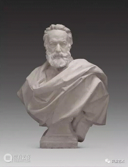 ▲&nbsp;艾梅·朱尔·达卢（1838 - 1902），《雨果半身像》，1901年左右，仿铜色石膏