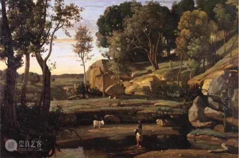 ▲&nbsp;卡米耶·柯罗（1796 - 1875），《意大利风光》，1842年，布面油画，89 ×