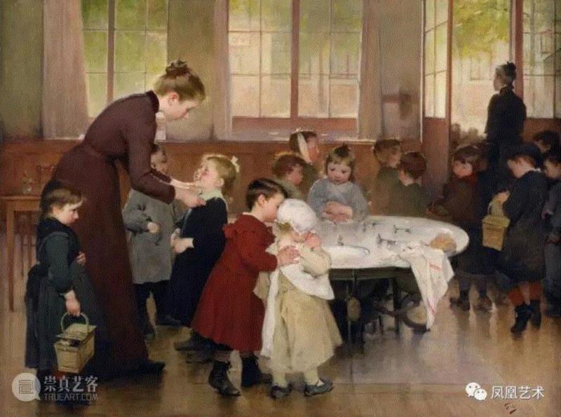 ▲&nbsp;亨利·儒勒·让·若弗里（若）（1853 - 1924），《幼儿园》，1898年，布面油