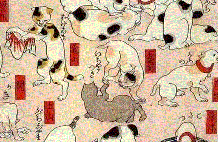 浮世绘大师歌川国芳笔下的猫世界，歌舞升平，好不快活！,歌川国芳,浮世绘,猫咪,国芳,驿站,东海道,流行,日语,自画像,姿态