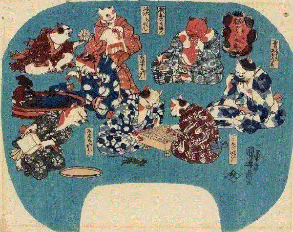 浮世绘大师歌川国芳笔下的猫世界，歌舞升平，好不快活！,歌川国芳,浮世绘,猫咪,国芳,驿站,东海道,流行,日语,自画像,姿态