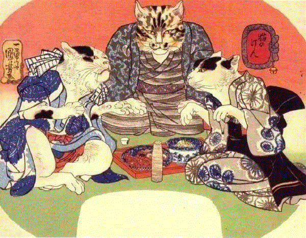 浮世绘大师歌川国芳笔下的猫世界，歌舞升平，好不快活！,歌川国芳,浮世绘,猫咪,国芳,驿站,东海道,流行,日语,自画像,姿态
