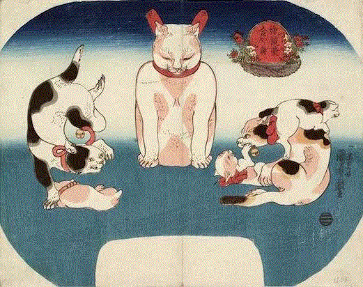浮世绘大师歌川国芳笔下的猫世界，歌舞升平，好不快活！,歌川国芳,浮世绘,猫咪,国芳,驿站,东海道,流行,日语,自画像,姿态