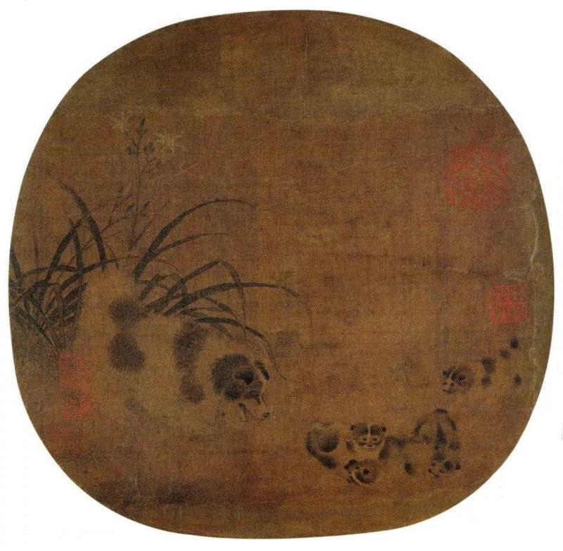 ▲南宋 佚名 《萱花乳犬图页》,汪星人入侵地球后，在艺术史里留下了这些爪印,艺术史,地球,汪星人,毕加索,Lump,狗狗,委拉斯开兹,古罗马,郎世宁,周春芽