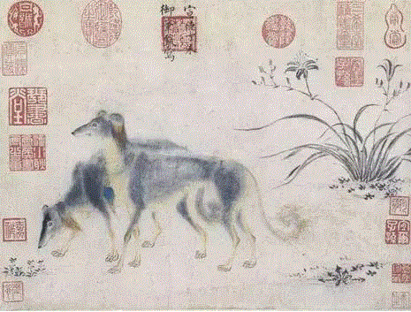 ▲明宣宗 朱瞻基《萱花双犬图》,汪星人入侵地球后，在艺术史里留下了这些爪印,艺术史,地球,汪星人,毕加索,Lump,狗狗,委拉斯开兹,古罗马,郎世宁,周春芽