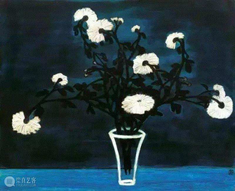 常玉《蓝色辰星 （菊花与玻璃瓶）》,常玉和他的1931,常玉,巴黎,菊花,粉红,白瓶,草原,群马,Sanyu,花瓶,兄长