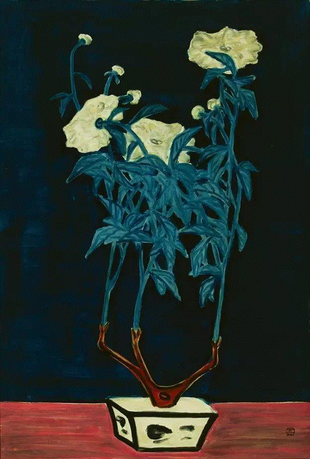 常玉《青花盆与菊》,常玉和他的1931,常玉,巴黎,菊花,粉红,白瓶,草原,群马,Sanyu,花瓶,兄长
