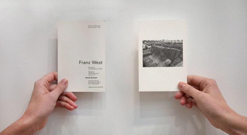 卓纳画廊首展展览卡片正面与背面，弗朗茨·韦斯特：美国艺术的调查（Franz West: Invest