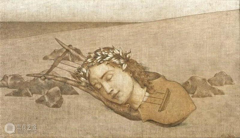 △《俄耳甫斯的里拉琴》 约1898年(为此次参展作品),分享 | 诗意的孤岛画家—亚历山大·塞翁,诗意,孤岛,亚历山大·塞翁,塞翁,喀索斯,象征主义,法国,武汉美术馆,绘画,夏凡诺