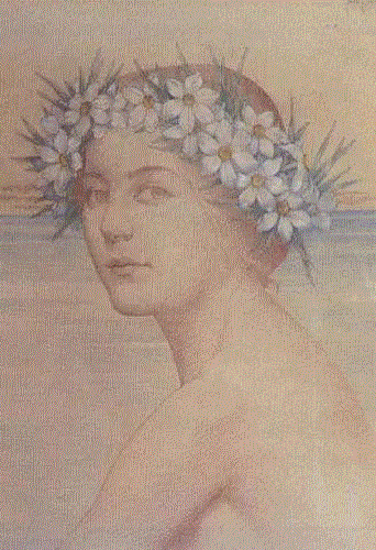 △《那耳喀索斯》 1898年,分享 | 诗意的孤岛画家—亚历山大·塞翁,诗意,孤岛,亚历山大·塞翁,塞翁,喀索斯,象征主义,法国,武汉美术馆,绘画,夏凡诺