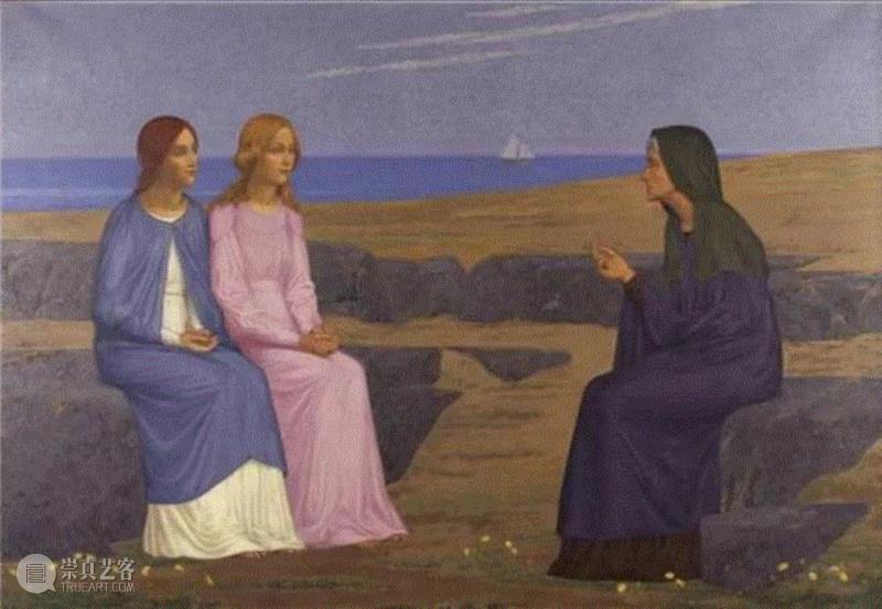 △《讲故事的人》 1898年,分享 | 诗意的孤岛画家—亚历山大·塞翁,诗意,孤岛,亚历山大·塞翁,塞翁,喀索斯,象征主义,法国,武汉美术馆,绘画,夏凡诺