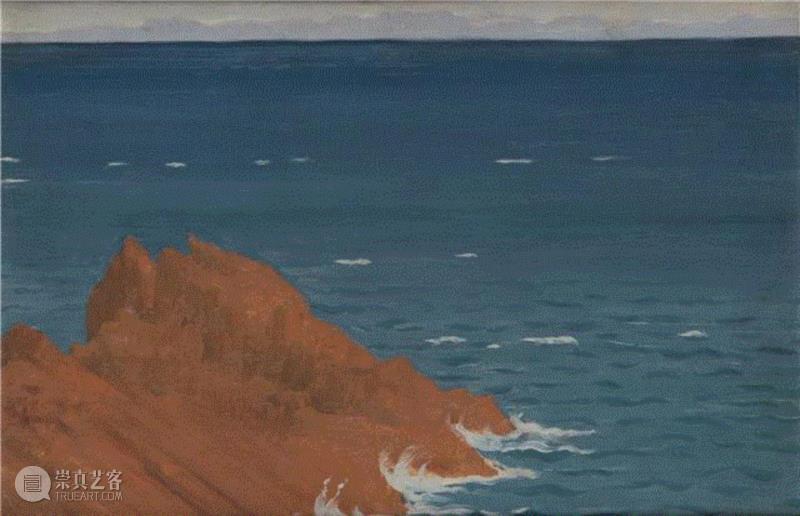 △《粉色石头的小海景》 约1903年 (为此次参展作品),分享 | 诗意的孤岛画家—亚历山大·塞翁,诗意,孤岛,亚历山大·塞翁,塞翁,喀索斯,象征主义,法国,武汉美术馆,绘画,夏凡诺