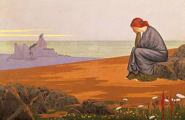 △《归家》 1900年,分享 | 诗意的孤岛画家—亚历山大·塞翁,诗意,孤岛,亚历山大·塞翁,塞翁,喀索斯,象征主义,法国,武汉美术馆,绘画,夏凡诺