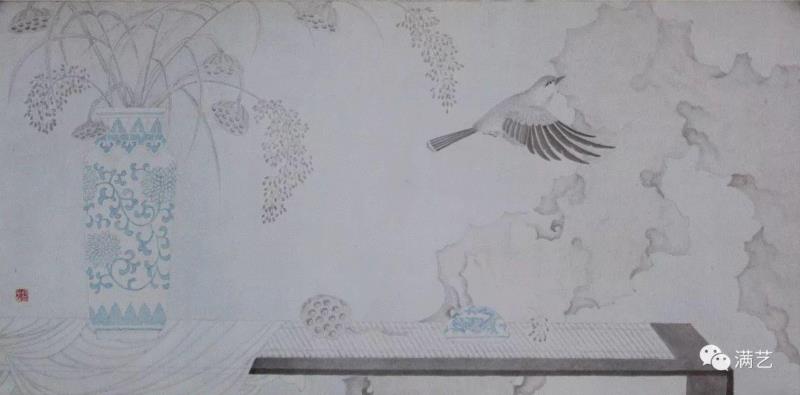 郭英杰，鹊南飞66×33cm，软卡2016年,郭英杰 | 精雕笔墨，表达艺术心性,郭英杰,笔墨,天津,会员,天津市,工笔画,美术馆,周年,青年艺术,工笔重彩画