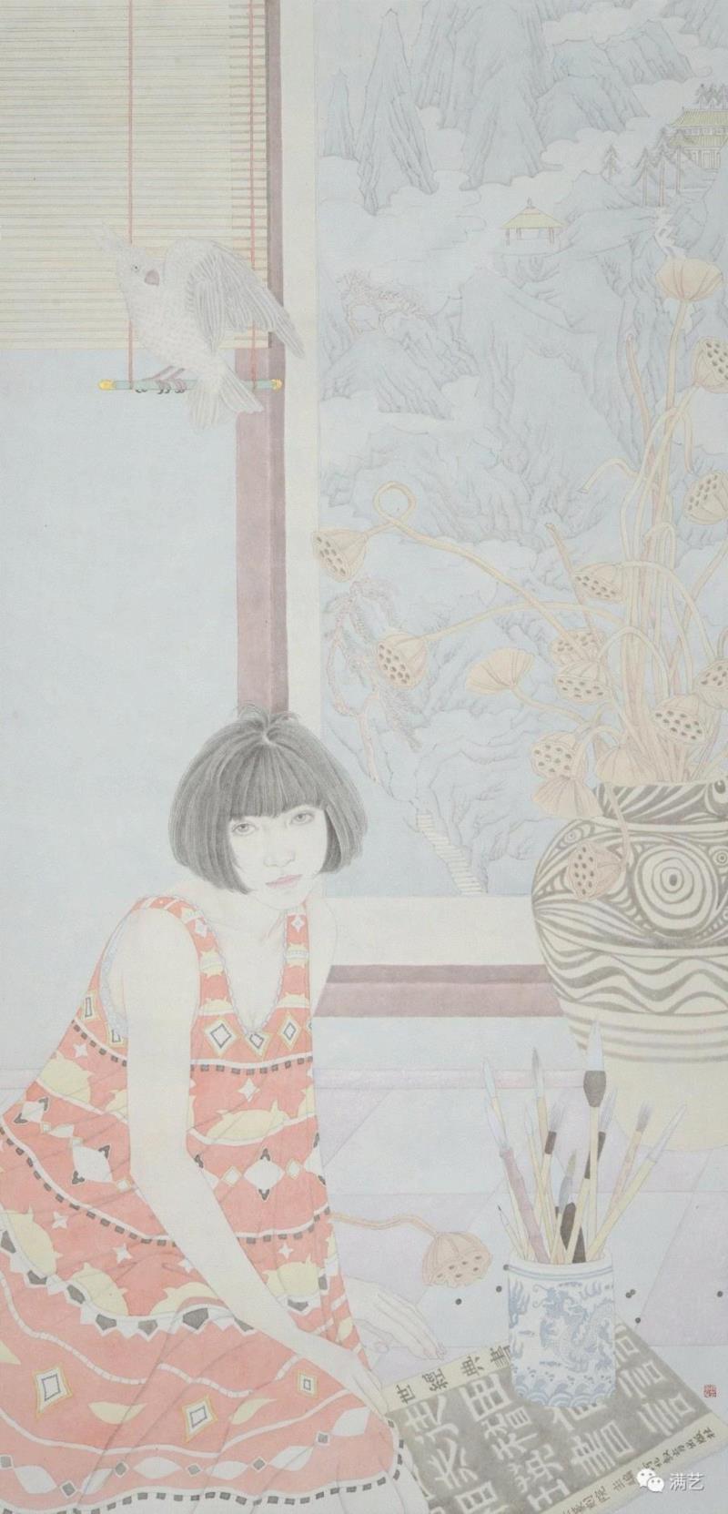 郭英杰，红藕香残玉簟秋66×139cm，纸本2016年,郭英杰 | 精雕笔墨，表达艺术心性,郭英杰,笔墨,天津,会员,天津市,工笔画,美术馆,周年,青年艺术,工笔重彩画