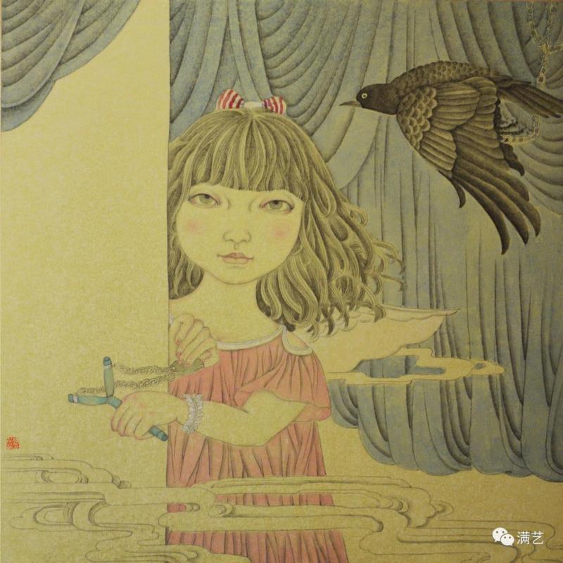 郭英杰，都市病·迷45×45cm，金卡2015年,郭英杰 | 精雕笔墨，表达艺术心性,郭英杰,笔墨,天津,会员,天津市,工笔画,美术馆,周年,青年艺术,工笔重彩画