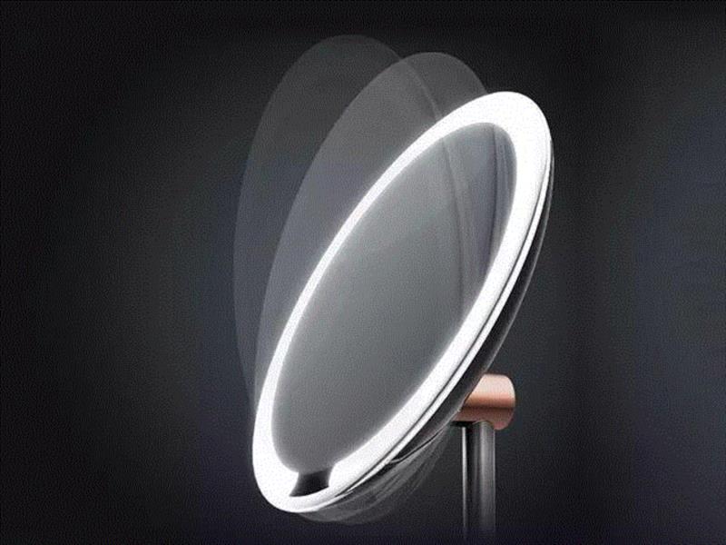 镜面前后45°可调，适合不同角度、高度的照镜需求。,你有多美，它更清楚,化妆,AMIRO,灯光,亮度,光源,日光,模拟,黑镜,镜子,底座