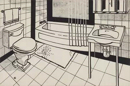 Bathroom,1961,罗伊·利希滕斯坦（Roy Lichtenstein） ,抽象表现主义,波普艺术,利希滕斯坦,Lichtenstein,Roy,罗伊·利希滕斯坦