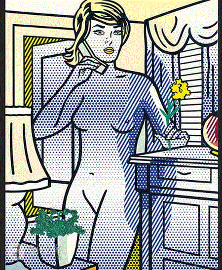 《手持黄花的裸女》（Nude with Yellow Flower）,罗伊·利希滕斯坦（Roy Lichtenstein） ,抽象表现主义,波普艺术,利希滕斯坦,Lichtenstein,Roy,罗伊·利希滕斯坦
