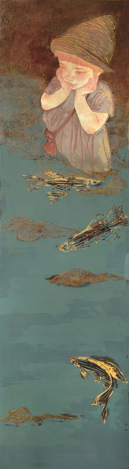 鱼遇 · 三,漆画专题 |  朱莉燕《鱼遇》,朱莉燕,漆画,福建省,画展,大漆,青年,绘画,漆艺,暧昧,等待