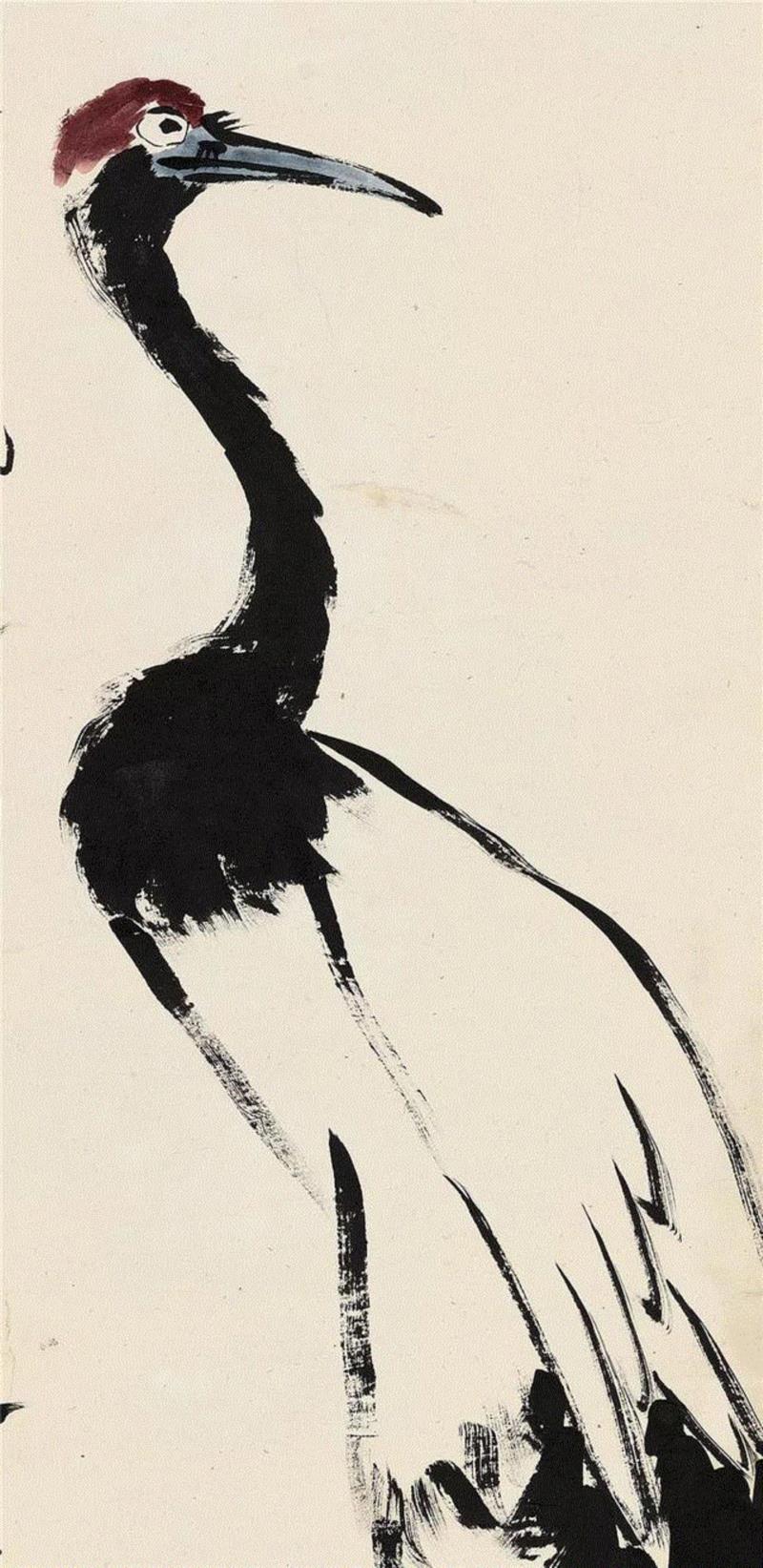  鹤寿(局部),【嘉德秋拍】「大观·四海崇誉庆典之夜·近现代」专场之齐白石（上）,齐白石,嘉德秋拍,大观,四海,庆典,白石,白石老人,芙蓉,老人,仙鹤