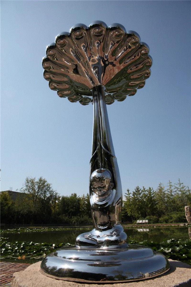 《我们这一代—yes》 不锈钢 115X115X175cm &nbsp;2015,【因赛艺术】高孝午：“再生”，回到自然的幻化,高孝午,再生,不锈钢,玻璃钢,图式,梦想,蜻蜓,符号,厦门,鲤鱼
