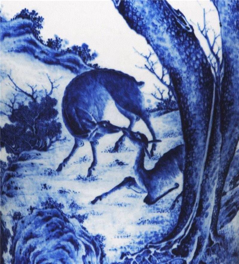 青花松石寿鹿图大橄榄瓶(局部),【嘉德秋拍】中西合璧 各臻其妙 | 清乾隆青花松鹿献瑞图大橄榄瓶,青花,橄榄,中西,清乾隆,合璧,嘉德秋拍,鹿献瑞,乾隆,绘画,宫廷画师