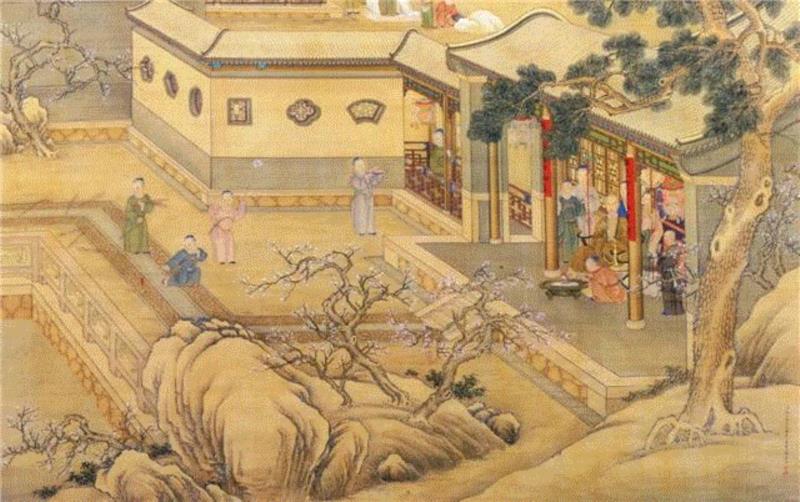 图二：乾隆岁朝行乐图,【嘉德秋拍】中西合璧 各臻其妙 | 清乾隆青花松鹿献瑞图大橄榄瓶,青花,橄榄,中西,清乾隆,合璧,嘉德秋拍,鹿献瑞,乾隆,绘画,宫廷画师