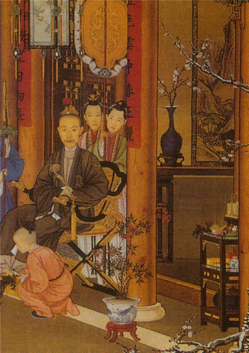 图五：乾隆雪景行乐图,【嘉德秋拍】中西合璧 各臻其妙 | 清乾隆青花松鹿献瑞图大橄榄瓶,青花,橄榄,中西,清乾隆,合璧,嘉德秋拍,鹿献瑞,乾隆,绘画,宫廷画师