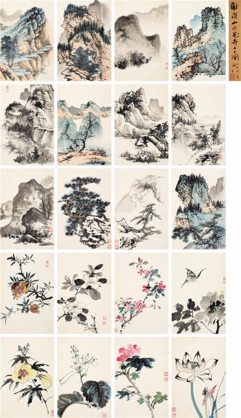 【嘉德秋拍】精工墨法 诗境繁花 | 谢稚柳山水及花卉册,谢稚柳,花卉,嘉德秋拍,精工,墨法,繁花,稚柳,谢稚,敦煌,册页