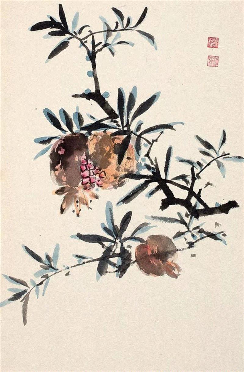 山水花卉册（局部）,【嘉德秋拍】精工墨法 诗境繁花 | 谢稚柳山水及花卉册,谢稚柳,花卉,嘉德秋拍,精工,墨法,繁花,稚柳,谢稚,敦煌,册页