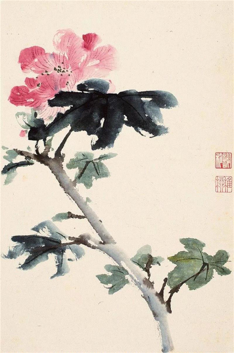 山水花卉册（局部）,【嘉德秋拍】精工墨法 诗境繁花 | 谢稚柳山水及花卉册,谢稚柳,花卉,嘉德秋拍,精工,墨法,繁花,稚柳,谢稚,敦煌,册页