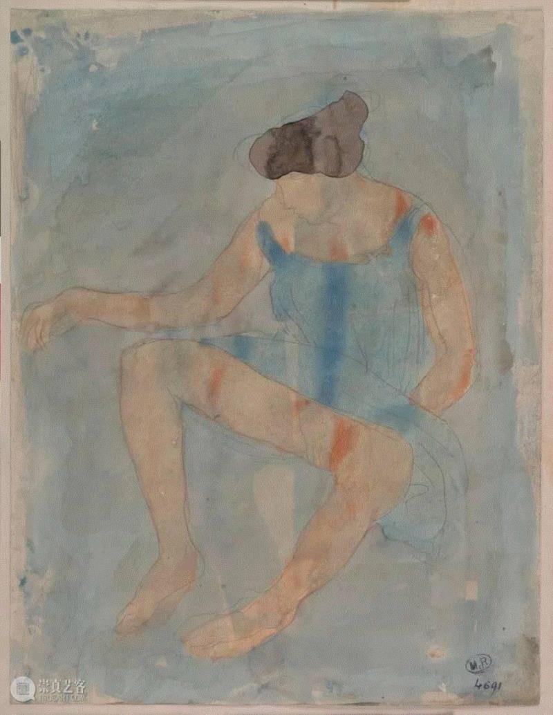 奥古斯特·罗丹，《衣服掀到大腿处的坐着的女人》（Seated Woman with Garment 