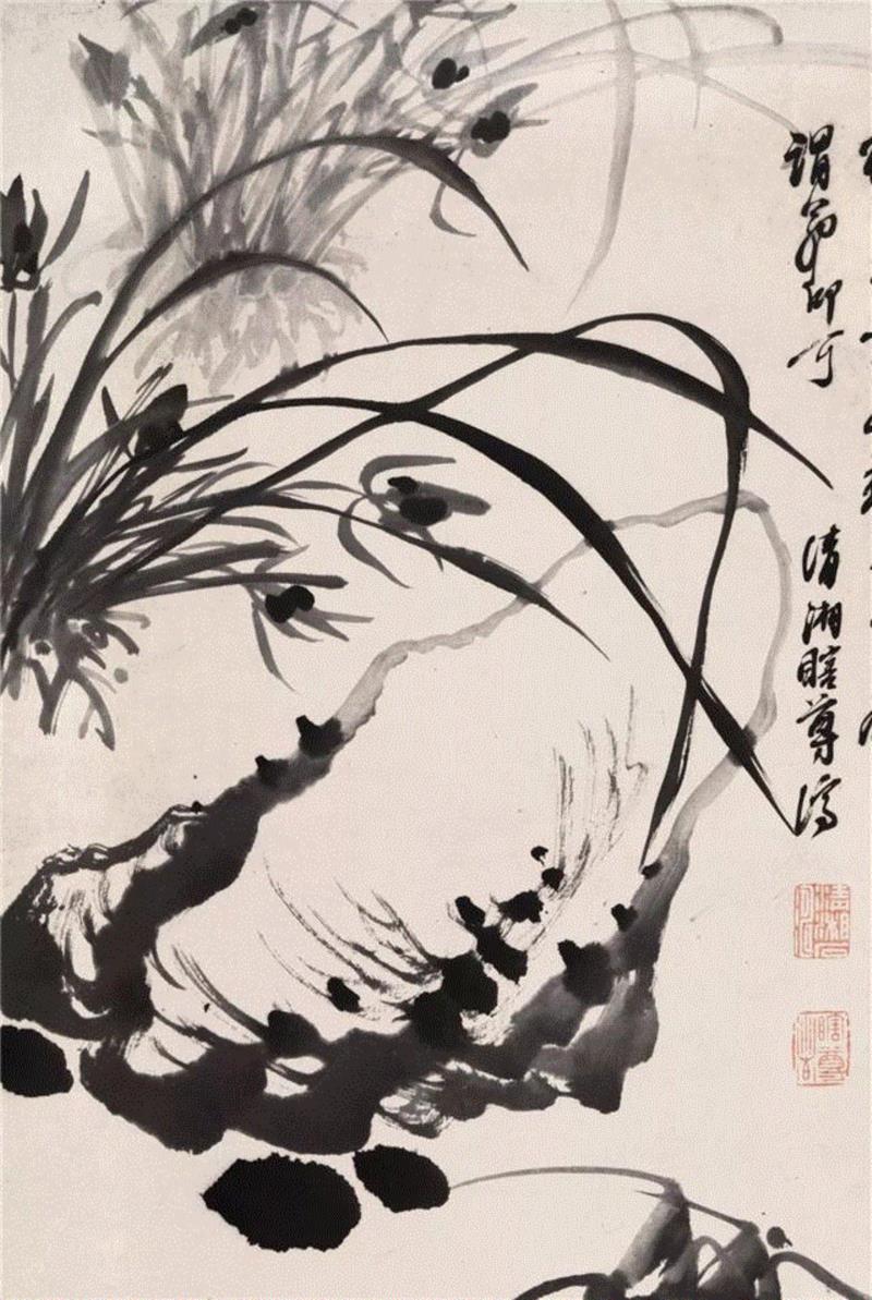 三清图 (局部),【嘉德秋拍】一叶一清静，一花一妙香 | 石涛画兰、石、竹,石涛,嘉德秋拍,陈贞庵,武昌,河南,立轴,三清,汪世清,收藏,陈一道