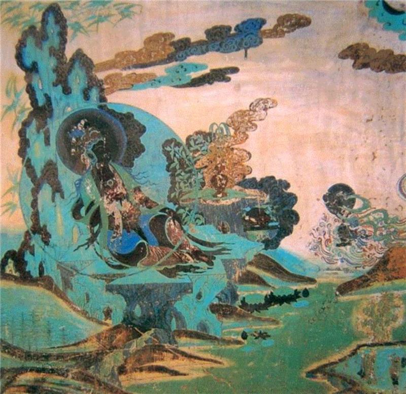 原迹·榆林窟二窟西壁被侧的西夏壁画,【嘉德秋拍】精丽绝伦 无上庄严：张大千敦煌时期精笔描金《水月观音》,敦煌,张大千,观音,嘉德秋拍,大千,壁画,榆林窟,默斋,敦煌壁画,金粉