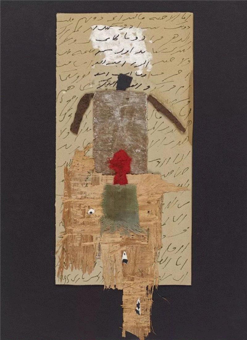 蓝色对话-1 36x26cm 纸本综合材料 2015,「展览预告」蓝色对话——阿多尼斯绘画作品展,阿多尼斯,蓝色,预告,绘画作品,诗歌,杨炼,阿拉伯,文学,诗人,纸本