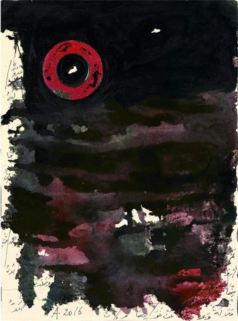 阿拉伯之梦-11 39x28cm  纸本综合材料 2016,「展览预告」蓝色对话——阿多尼斯绘画作品展,阿多尼斯,蓝色,预告,绘画作品,诗歌,杨炼,阿拉伯,文学,诗人,纸本